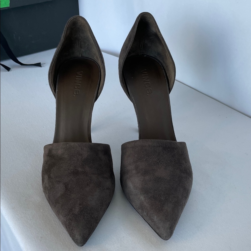 Vince Women's Taupe/Charcoal d’Orsay Suede Size 9